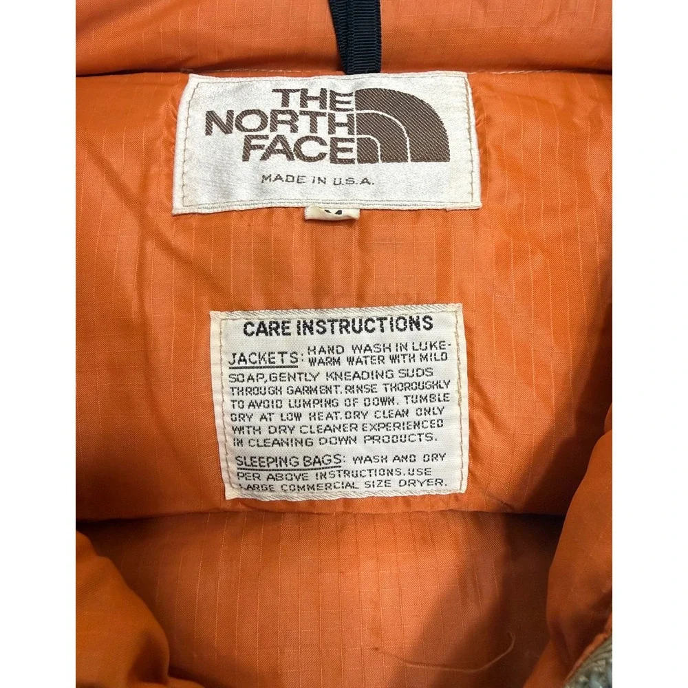 Vintage The North Face Brown Label Down Puffer‎ Jacket Tan Made in USA Medium
